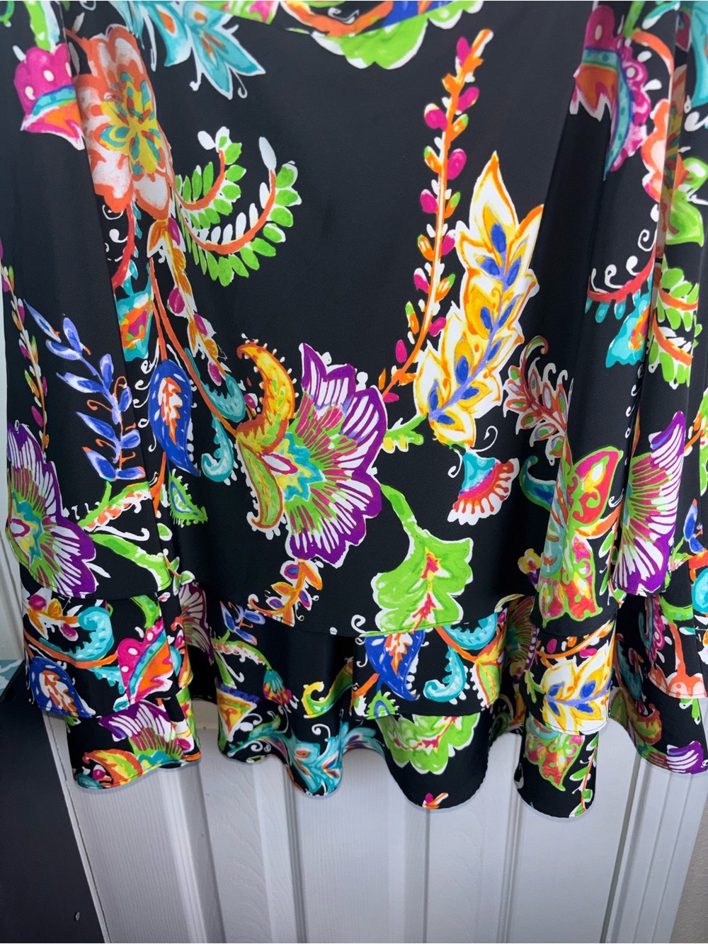Lauren Ralph Lauren Black Multicolor Floral Print skirt size 16 - Picture 6 of 14
